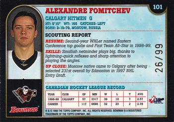 1999 Bowman CHL - Gold #101 Alexander Fomitchev Back