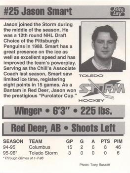 1995-96 Frito-Lay Toledo Storm (ECHL) #NNO Jason Smart Back
