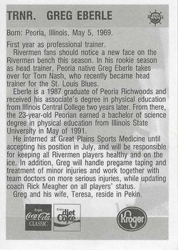 1992-93 Peoria Rivermen (IHL) #NNO Greg Eberle Back