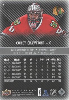 2016-17 Upper Deck Black #7 Corey Crawford Back
