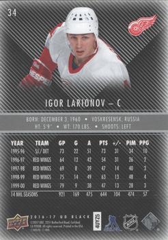 2016-17 Upper Deck Black #34 Igor Larionov Back
