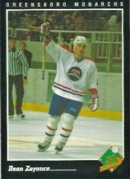 1994-95 RBI Sports Cards Greensboro Monarchs (ECHL) #40 Dean Zayonce Front