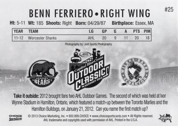 2012-13 Choice AHL Outdoor Classic #25 Benn Ferriero Back