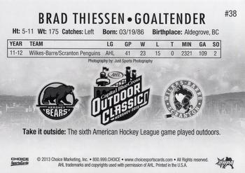 2012-13 Choice AHL Outdoor Classic #38 Brad Thiessen Back