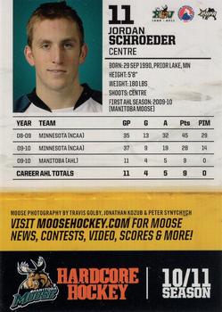 2010-11 Manitoba Moose (AHL) #NNO Jordan Schroeder Back