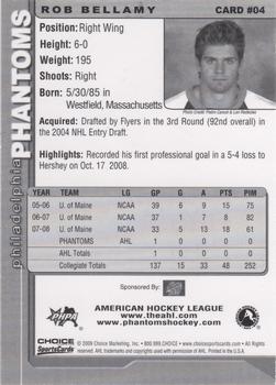 2008-09 Choice Philadelphia Phantoms (AHL) #04 Rob Bellamy Back
