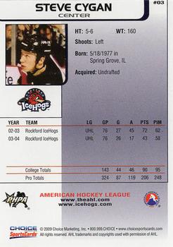 2008-09 Choice Rockford IceHogs (AHL) Anniversary Set #03 Steve Cygan Back
