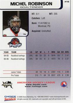 2008-09 Choice Rockford IceHogs (AHL) Anniversary Set #16 Michel Robinson Back