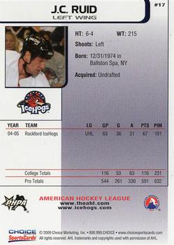 2008-09 Choice Rockford IceHogs (AHL) Anniversary Set #17 J.C. Ruid Back