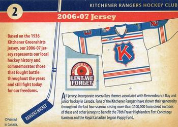 2008-09 Kitchener Rangers (OHL) Remembrance Day Set #16 Shane Prince Back