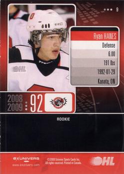 2008-09 Extreme Ottawa 67's (OHL) #9 Ryan Hanes Back