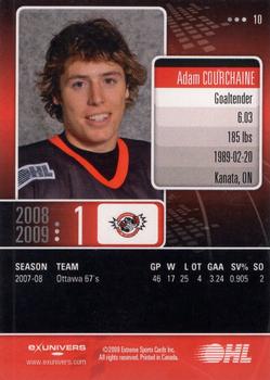 2008-09 Extreme Ottawa 67's (OHL) #10 Adam Courchaine Back