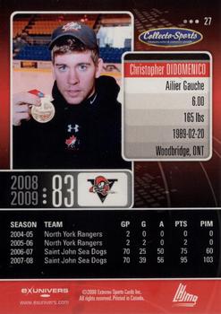2008-09 Extreme Drummondville Voltigeurs (QMJHL) #27 Christopher DiDomenico Back