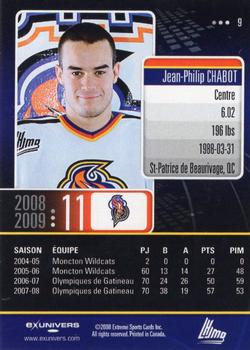 2008-09 Extreme Gatineau Olympiques (QMJHL) #9 Jean-Philipp Chabot Back