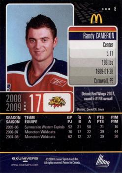 2008-09 Extreme Moncton Wildcats (QMJHL) #8 Randy Cameron Back