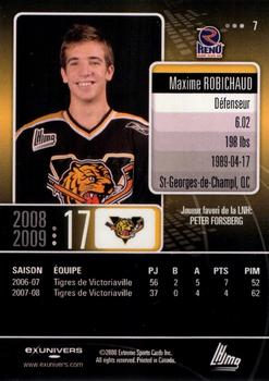 2008-09 Extreme Victoriaville Tigres (QMJHL) #7 Maxime Robichaud Back