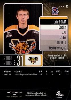 2008-09 Extreme Victoriaville Tigres (QMJHL) #13 Loic Boivin Back