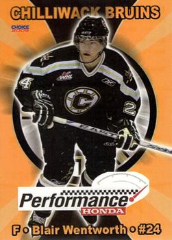 2008-09 Choice Chilliwack Bruins (WHL) #23 Blair Wentworth Front
