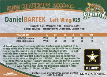 2008-09 Grandstand Everett Silvertips (WHL) #NNO Daniel Bartek Back
