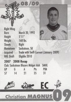 2008-09 Kootenay Ice (WHL) #NNO Christian Magnus Back