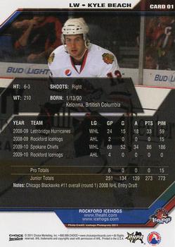 2010-11 Choice Rockford IceHogs (AHL) #01 Kyle Beach Back