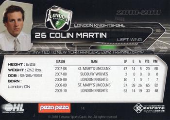 2010-11 Extreme London Knights OHL #14 Colin Martin Back