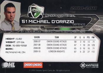 2010-11 Extreme London Knights OHL #17 Michael D'Orazio Back