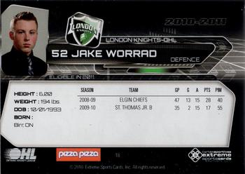 2010-11 Extreme London Knights OHL #18 Jake Worrad Back