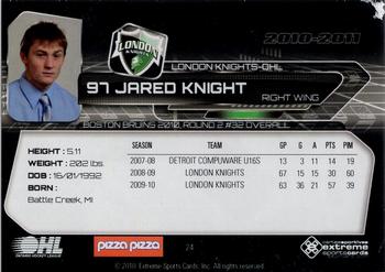 2010-11 Extreme London Knights OHL #24 Jared Knight Back
