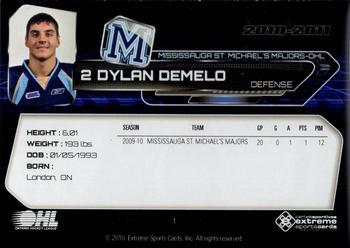 2010-11 Extreme Mississauga St. Michael's Majors (OHL) #1 Dylan DeMelo Back