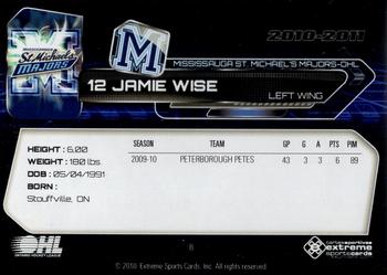 2010-11 Extreme Mississauga St. Michael's Majors (OHL) #8 Jamie Wise Back