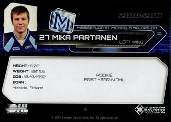2010-11 Extreme Mississauga St. Michael's Majors (OHL) #20 Mika Partanen Back