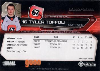2010-11 Extreme Ottawa 67's OHL #8 Tyler Toffoli Back
