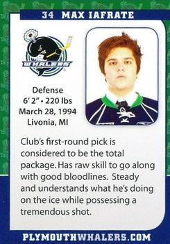 2010-11 Plymouth Whalers (OHL) #22 Max Iafrate Back