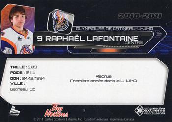2010-11 Extreme Gatineau Olympiques (QMJHL) #9 Raphael Lafontaine Back
