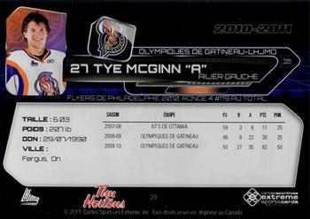 2010-11 Extreme Gatineau Olympiques (QMJHL) #20 Tye McGinn Back