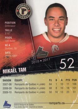 2010-11 Quebec Remparts (QMJHL) #NNO Mikael Tam Back