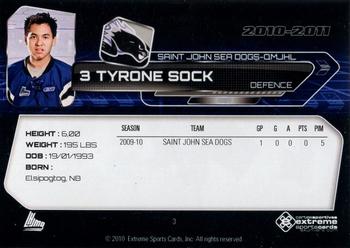 2010-11 Extreme Saint John Sea Dogs (QMJHL) #3 Tyrone Sock Back