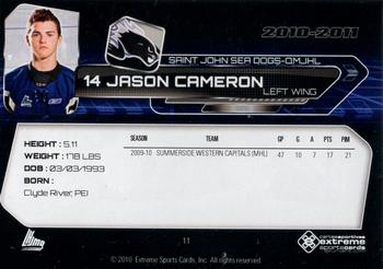 2010-11 Extreme Saint John Sea Dogs (QMJHL) #11 Jason Cameron Back