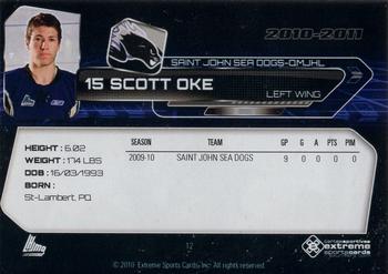 2010-11 Extreme Saint John Sea Dogs (QMJHL) #12 Scott Oke Back
