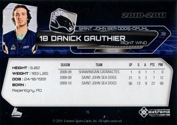 2010-11 Extreme Saint John Sea Dogs (QMJHL) #15 Danick Gauthier Back