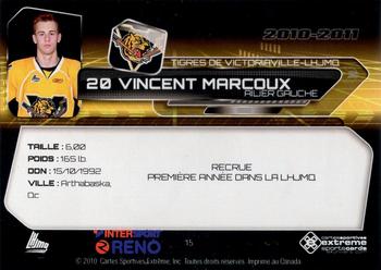 2010-11 Extreme Victoriaville Tigres (QMJHL) #15 Vincent Marcoux Back