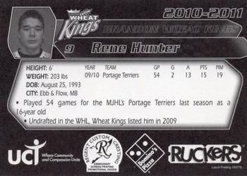 2010-11 Ruckers Brandon Wheat Kings (WHL) #NNO Rene Hunter Back