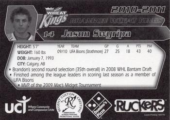2010-11 Ruckers Brandon Wheat Kings (WHL) #NNO Jason Swyripa Back