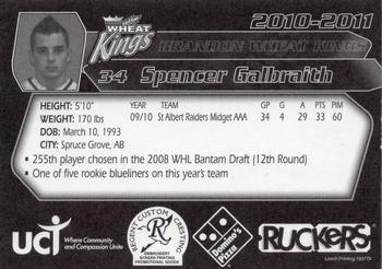2010-11 Ruckers Brandon Wheat Kings (WHL) #NNO Spencer Galbraith Back
