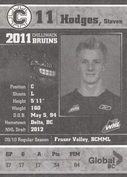 2010-11 Chilliwack Bruins (WHL) #10 Steven Hodges Back