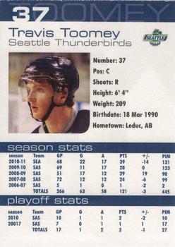 2010-11 Seattle Thunderbirds (WHL) #23 Travis Toomey Back