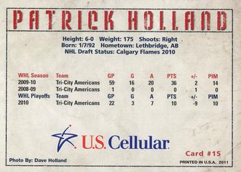 2010-11 U.S. Cellular Tri-City Americans (WHL) #19 Patrick Holland Back