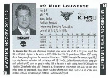 2011-12 KMSU 89.7 FM Minnesota State Mavericks (NCAA) #3 Mike Louwerse Back