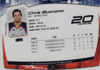2011-12 Extreme Barrie Colts (OHL) #16 Chris Buonomo Back